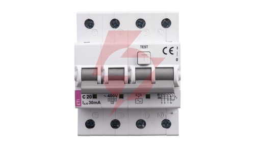 Wyłącznik różnicowo-nadprądowy 4P 20A C 0,03A typ AC KZS-4M 002174025
