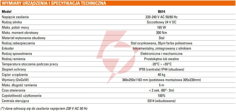Szlaban faac b614 - zestaw z ramieniem "s" 3300mm