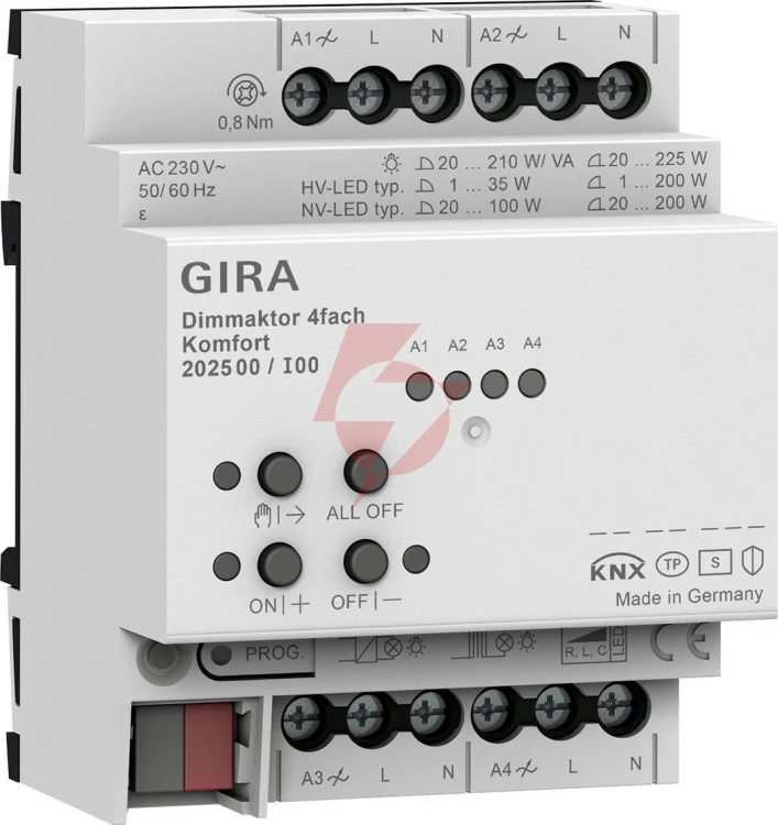 Gira aktor ściemniający 4x komfort knx secure one 202500