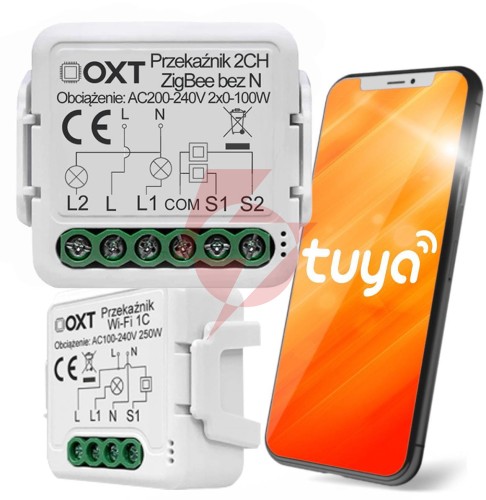Moduł oxt mini przekaźnik 2 obw. bez n zigbee tuya t272