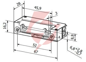 Elektrozaczep hartte xs12uw-b seria xs (r5) 12v ac/dc standard z wyłącznikiem wzmocniony