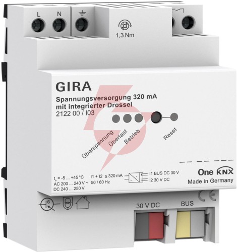 Gira zasilacz 320 ma z dławikiem knx one 212200