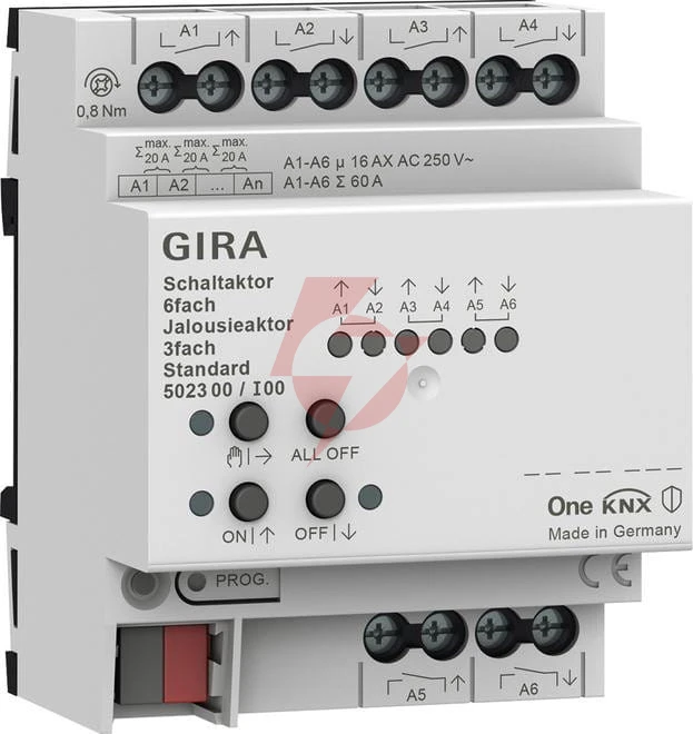 Gira aktor przekaźnikowy/żaluzjowy 6x/3x 16 a standard knx one 502300