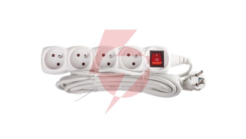 Przedłużacz z wyłącznikiem 4-gniazda z/u 5m /H05VV-F 3G1/ biały P1415