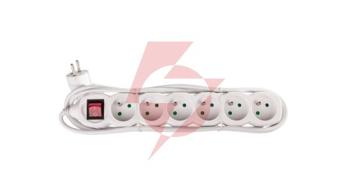 Przedłużacz z wyłącznikiem 6-gniazd z/u 3m /H05VV-F 3G1/ biały P1613