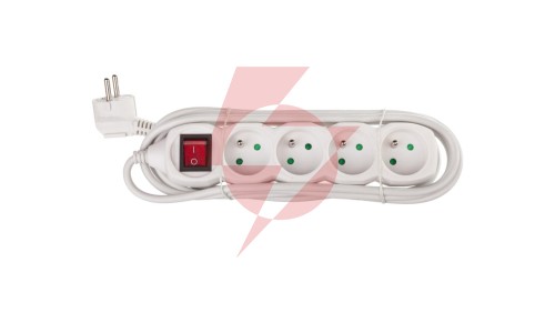 Przedłużacz z wyłącznikiem 4-gniazda z/u 3m /H05VV-F 3G1/ biały P1413
