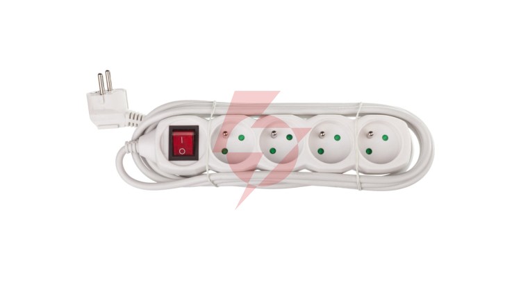 Przedłużacz z wyłącznikiem 4-gniazda z/u 3m /H05VV-F 3G1/ biały P1413