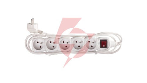 Przedłużacz z wyłącznikiem 5-gniazd z/u 2m /H05VV-F 3G1/ biały P1512