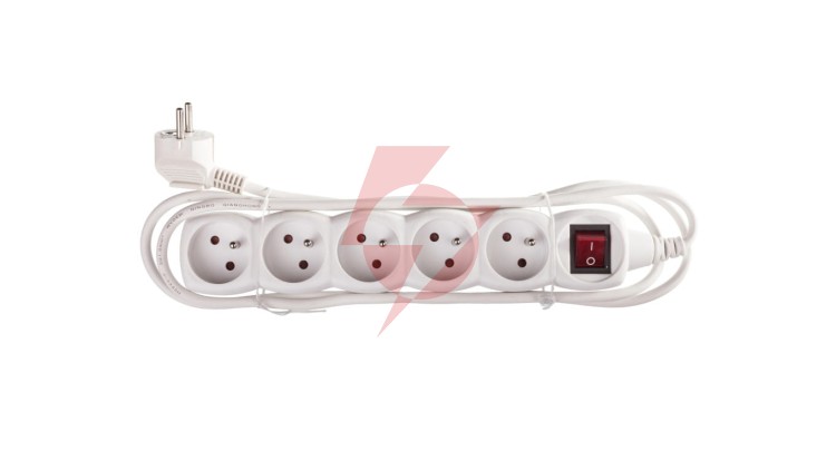 Przedłużacz z wyłącznikiem 5-gniazd z/u 2m /H05VV-F 3G1/ biały P1512