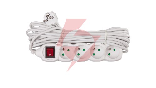 Przedłużacz z wyłącznikiem 4-gniazda z/u 10m /H05VV-F 3G1/ biały P1410