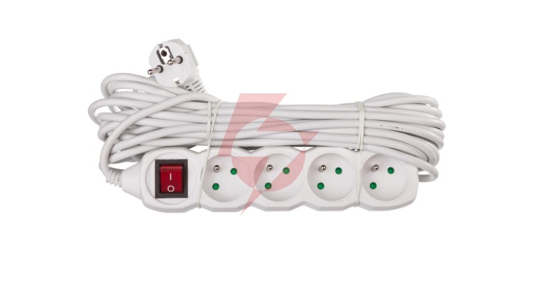 Przedłużacz z wyłącznikiem 4-gniazda z/u 10m /H05VV-F 3G1/ biały P1410