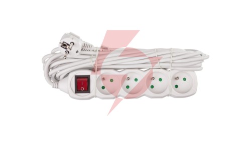 Przedłużacz z wyłącznikiem 4-gniazda z/u 7m /H05VV-F 3G1/ biały P1417