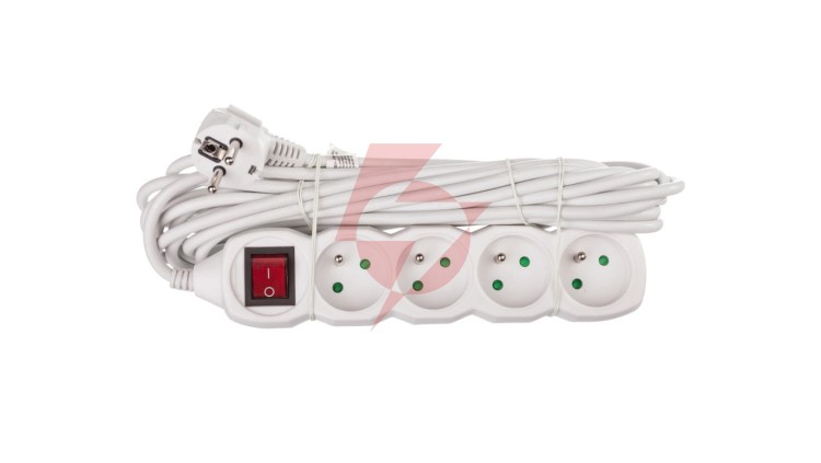Przedłużacz z wyłącznikiem 4-gniazda z/u 7m /H05VV-F 3G1/ biały P1417