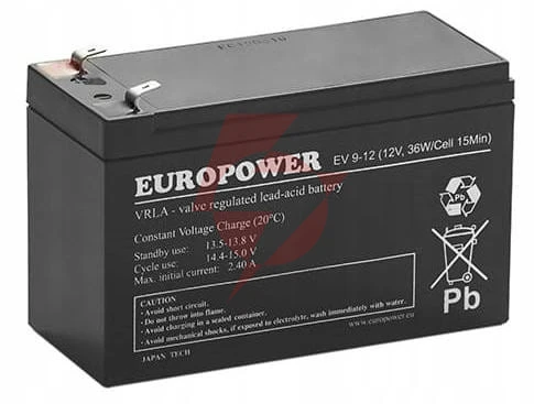 Akumulator agm europower serii ev 12v 8ah / c10 (żywotność 6-9 lat) t1