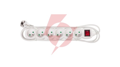 Przedłużacz z wyłącznikiem 6-gniazd z/u 2m /H05VV-F 3G1/ biały P1612