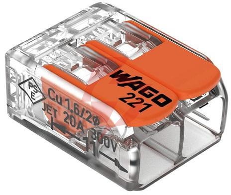 Szybkozłączka uniwersalna linka/drut 2x 0,2-4mm2 wago 221-412 (paczka 100szt.)