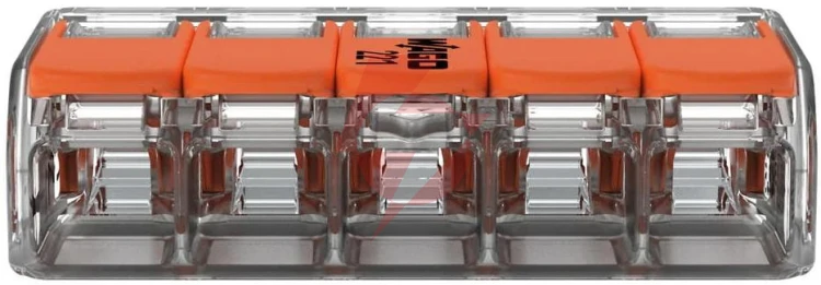 Szybkozłączka uniwersalna linka/drut 5x 0,2-4mm2 wago 221-415 (paczka 25szt.)