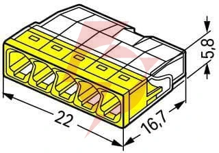 Szybkozłączka drut 5x 0,5-2,5mm2 wago 2273-205 (paczka 100szt.)