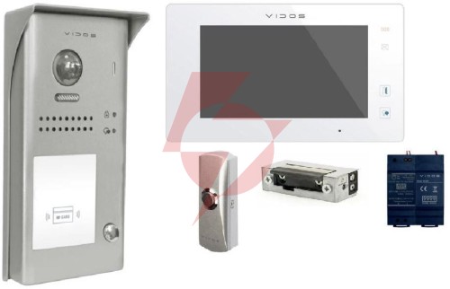 Wideodomofon vidos duo s1101a/m1021w-2 + przycisk + elektrozaczep 