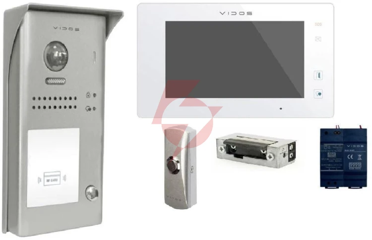 Wideodomofon vidos duo s1101a/m1021w-2 + przycisk + elektrozaczep 