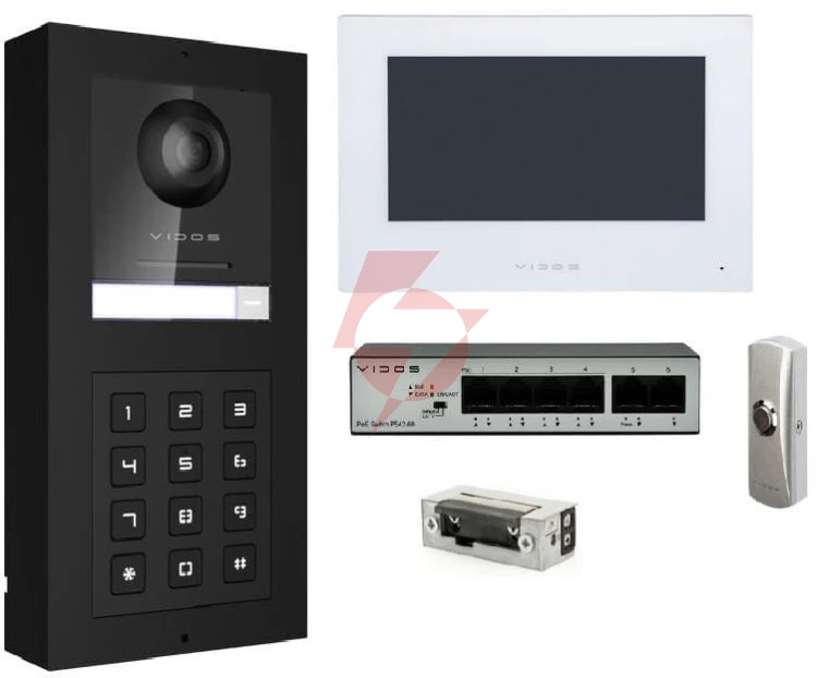 Zestaw wideodomofon vidos one + przycisk + elektrozaczep 
