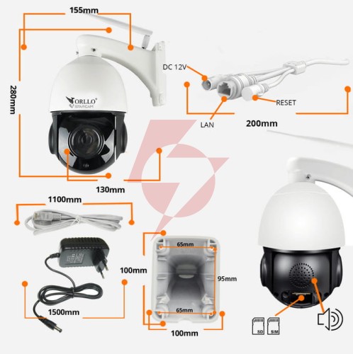 Kamera ip orllo z18 obrotowa zewnętrzna sim 4mp