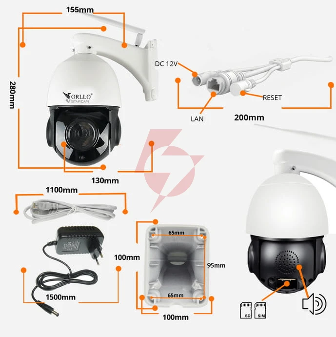 Kamera ip orllo z18 obrotowa zewnętrzna sim 4mp