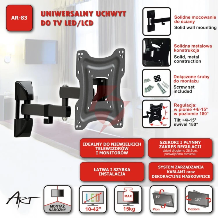 Uchwyt tv ścienny led/lcd art 10-42