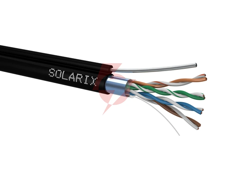 Kabel skrętka solarix cat.5e f/utp uv suchy z linką nośną 305m