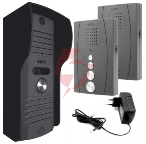 Domofon ''eura'' adp-51a3 ''difesa'' - 1-rodzinny, 2 unifony, interkom, grafit 
