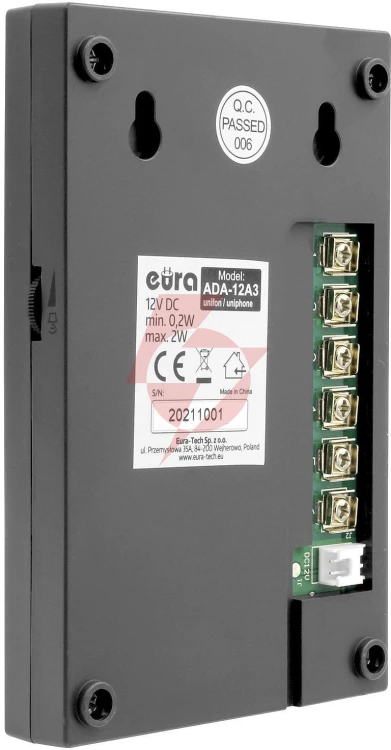 Domofon ''eura'' adp-51a3 ''difesa'' - 1-rodzinny, 2 unifony, interkom, grafit 