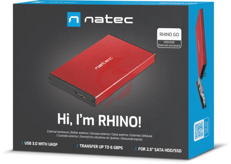 Zewnętrzna obudowa dysku natec rhino go sata 2.5cala usb 3.0 czerwony