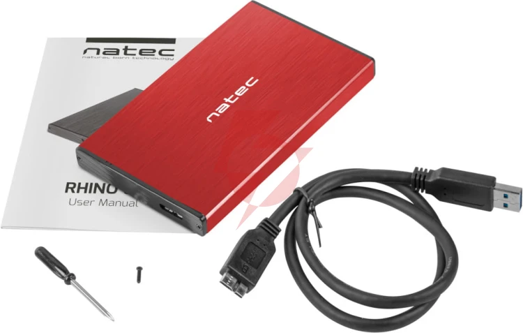 Zewnętrzna obudowa dysku natec rhino go sata 2.5cala usb 3.0 czerwony