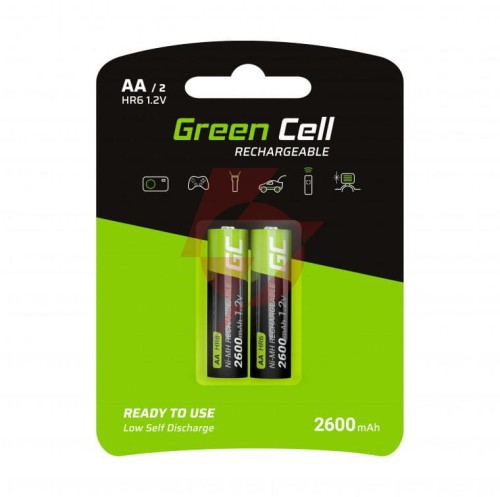 Akumulatorki green cell 2x aa hr6 2600mah gr05