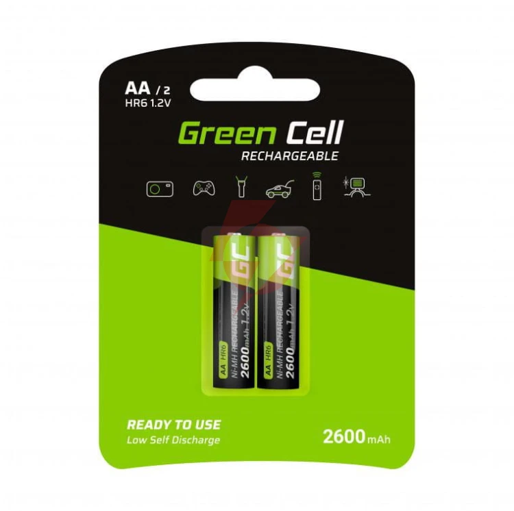 Akumulatorki green cell 2x aa hr6 2600mah gr05