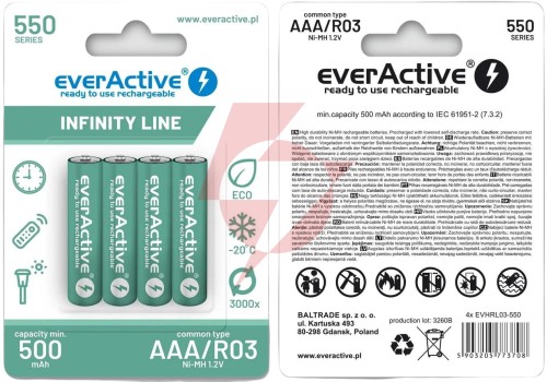 Akumulatorki aaa / r03 ni-mh everactive 550mah infinity line 3000 cykli (blister 4 szt.)