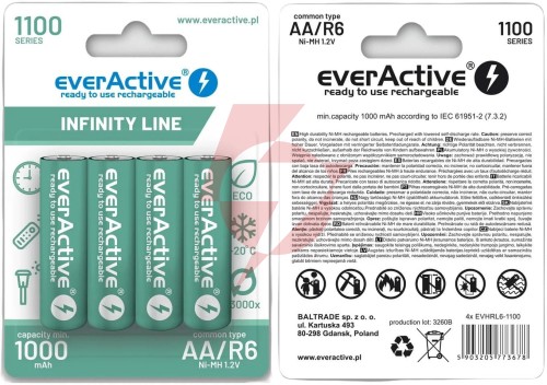 Akumulatorki aa / r06 ni-mh everactive 1100mah infinity line 3000 cykli (blister 4 szt.)