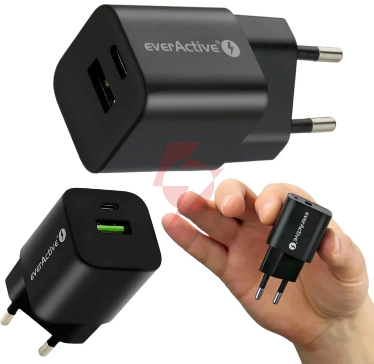 Ładowarka sieciowa everactive gan sc-390qb 30w 1xusb-c 1xusb-a pd pps