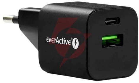 Ładowarka sieciowa everactive gan sc-390qb 30w 1xusb-c 1xusb-a pd pps