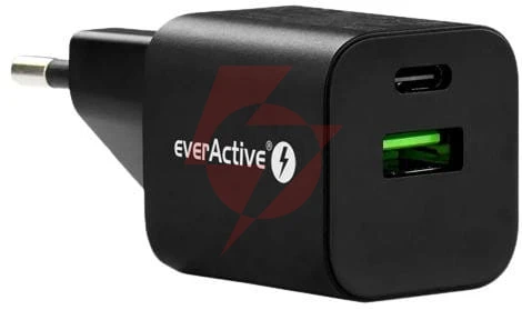 Ładowarka sieciowa everactive gan sc-390qb 30w 1xusb-c 1xusb-a pd pps