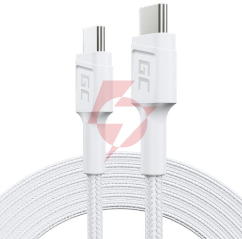 Kabel usb-c / usb-c green cell powerstream 200cm biały pd 60w ultra charge quick charge 3.0