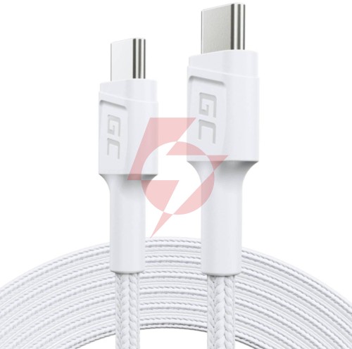 Kabel usb-c / usb-c green cell powerstream 120cm biały pd 60w ultra charge quick charge 3.0