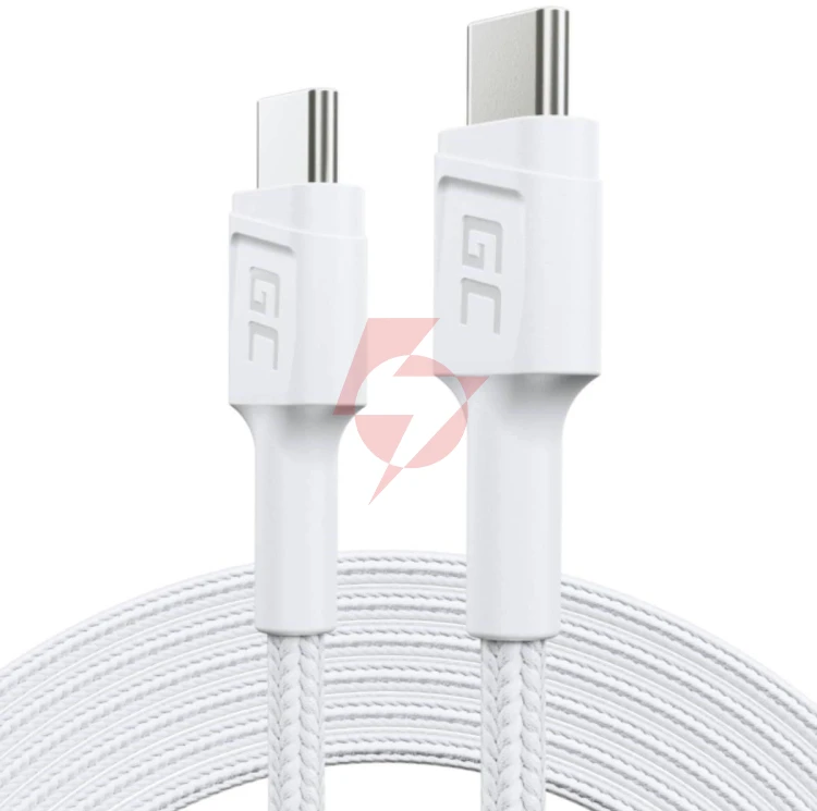 Kabel usb-c / usb-c green cell powerstream 30cm biały pd 60w ultra charge quick charge 3.0