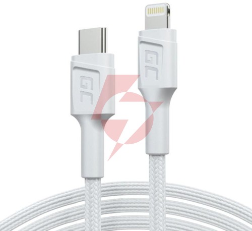 Kabel usb-c / lighthing green cell powerstream 100cm biały pd apple iphone