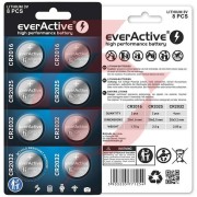 Zestaw 8 baterii 3,0v 4x cr2032 2x cr2025 2x cr2016 everactive