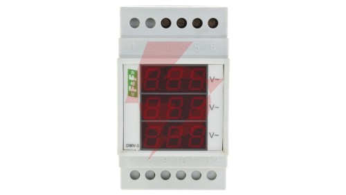 Woltomierz 3-fazowy cyfrowy modułowy 100-300V AC dokładność 1 DMV-3