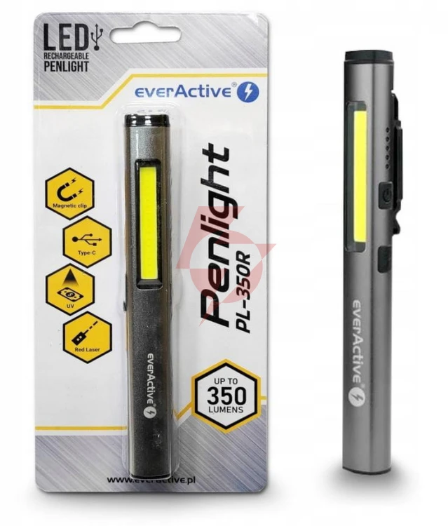 Latarka warsztatowa inspekcyjna cob led uv laser everactive pl-350r 350 lumenów ip54 z magnesem