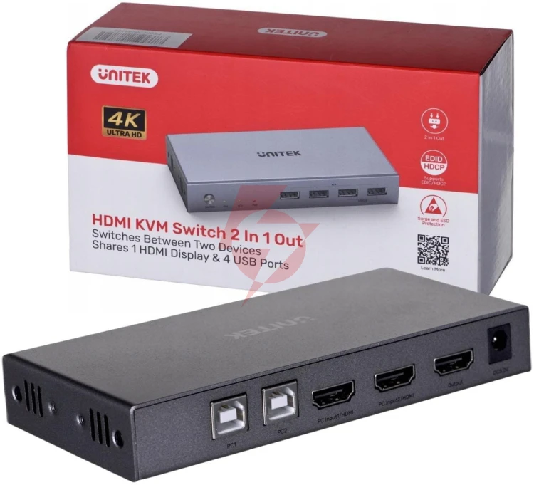 Unitek v307a przełącznik kvm 4k hdmi 2.0 2w1