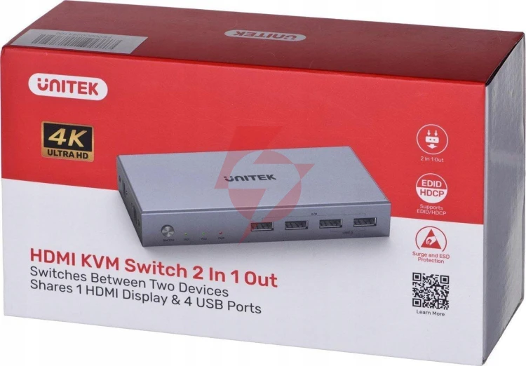 Unitek v307a przełącznik kvm 4k hdmi 2.0 2w1
