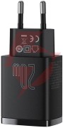 Ładowarka sieciowa baseus compact quick charger ccxj-b01 20w 1x usb-a 1x usb-c pd 3.0 qc 3.0 czarna